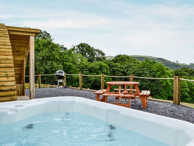 Hot tub | Mountain View - Bwlchmaenllwyd Farm Holiday, Cilycwm, near Llandovery