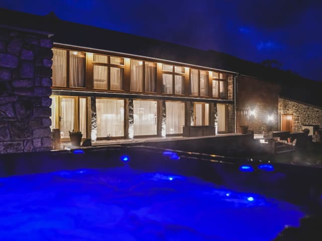 Evening view with outdoor illumination | Orchard Barn, South Tawton, near Okehampton