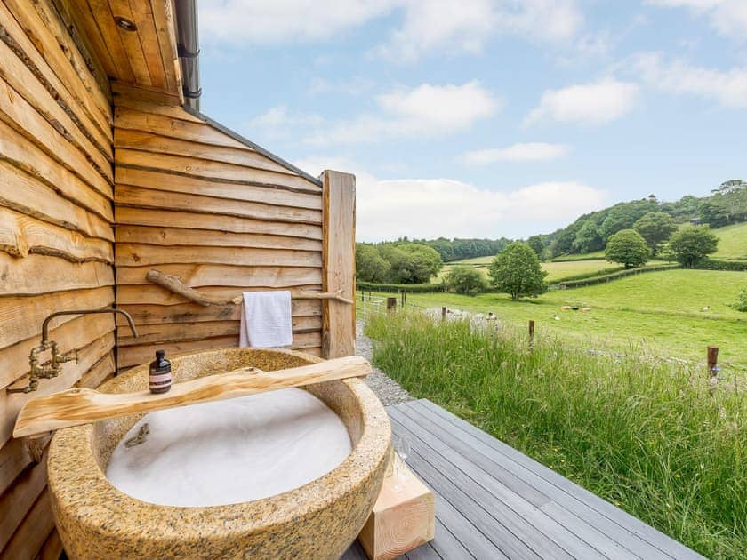 Sitting-out-area | Bedw Lodge - Birch Banc Retreats, Llanidloes, near Newtown