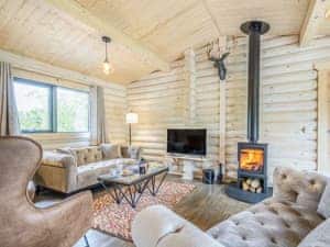 Living area | Treetops Log Cabin, Kippford, near Sandyhills