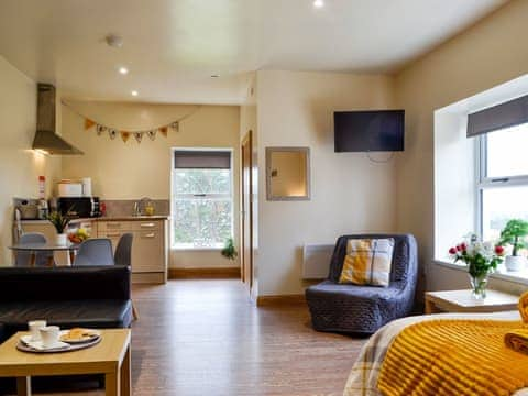 Open plan living space | The Sleeping Giant - Waterfall Country Park Apartments, Coelbren, near Neath