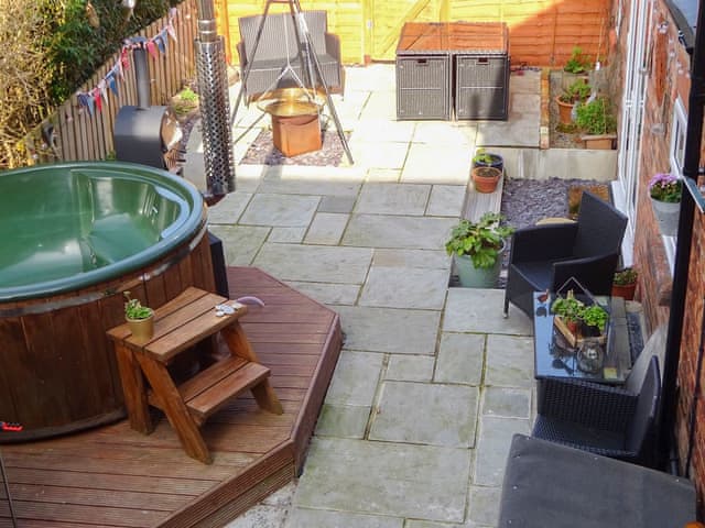 Patio seen from bedroom window | Willowfield Cottage, Thornton-Le-Dale