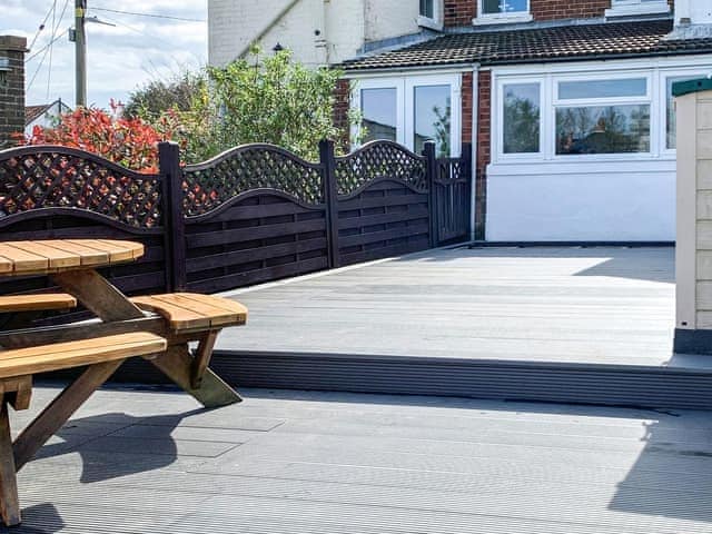 New decking installed April 2022 with outdoor seating area | Beachcomber, Mundesley, near North Walsham