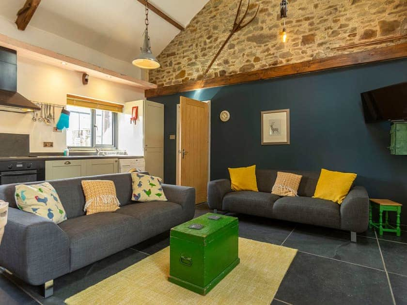 Open plan living space | Hayloft - Court Farm Holidays, Marhamchurch, near Bude