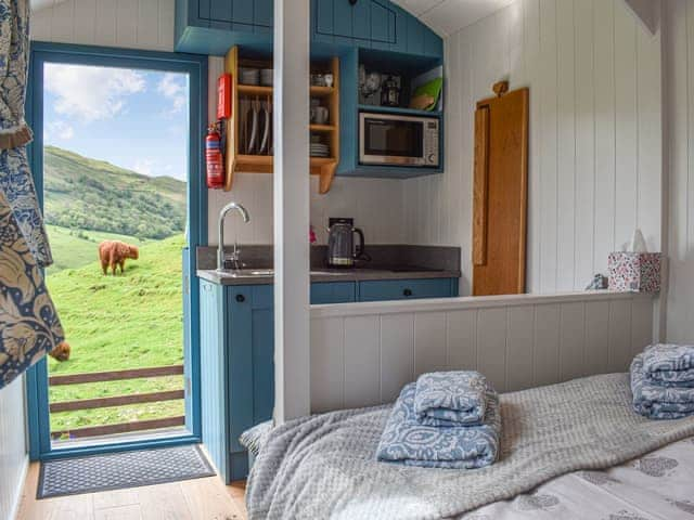 Open plan living space | Kirkstone Shepherd&rsquo;s hut, Ambleside