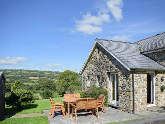 Beautiful patio with extensive widespread views | Carmarthen Cottages- Barn Cottage - Carmarthen Cottages, Cwmdu, Near Llandeilo