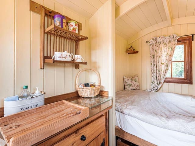 Kitchen area | The Nuthatch - Longwool Shepherds Huts, Old Woodhall