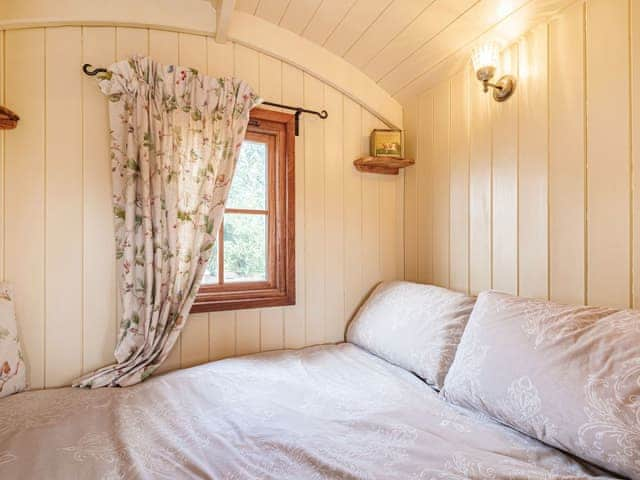 Bedroom | The Nuthatch - Longwool Shepherds Huts, Old Woodhall