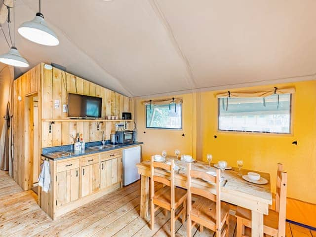 Kitchen/diner | Pump House Lodge - Sweeney Farm Glamping, Sweeney, near Oswestry