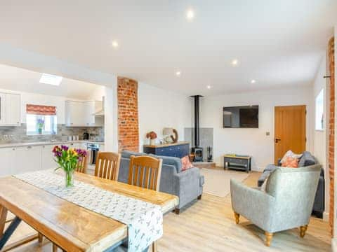 Open plan living space | The Milling Shed - Little Corkhill Farm Holidays, Newark