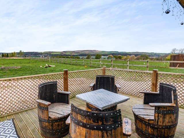 Sitting-out-area | Pendle View Lodge - Houghton Barn Farm, Altham