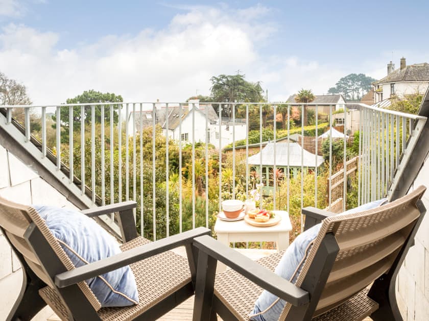 Balcony with distant views of the sea | Rose Cottage, Stoke Fleming