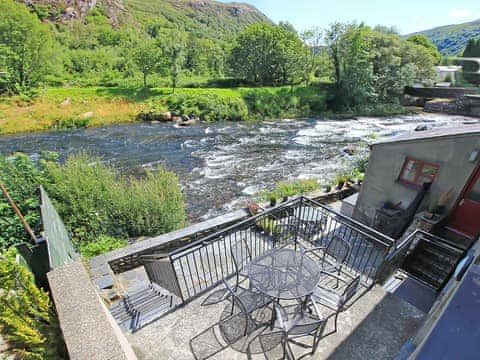 Sitting-out-area and the view from Bedroom 2  | Gelert Cottage, Beddgelert