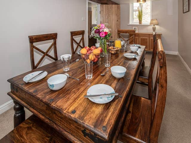 Elegant dining area | The Weaning Shed, Huggate, near York