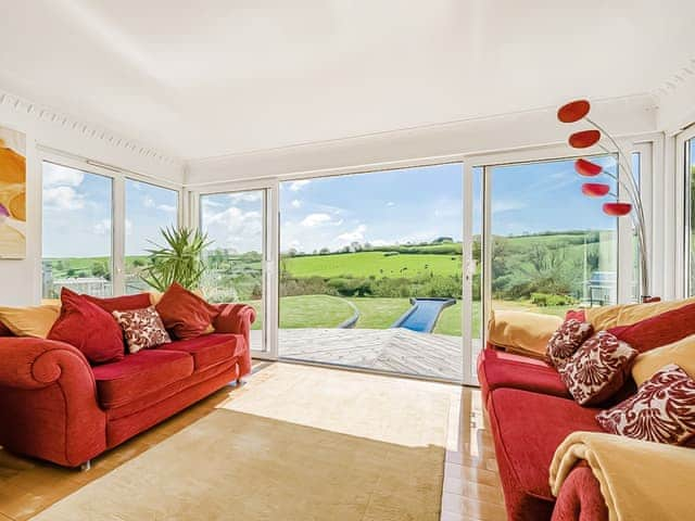 View over garden through the Patio doors | Pentire, Holbeton, near Ivybridge