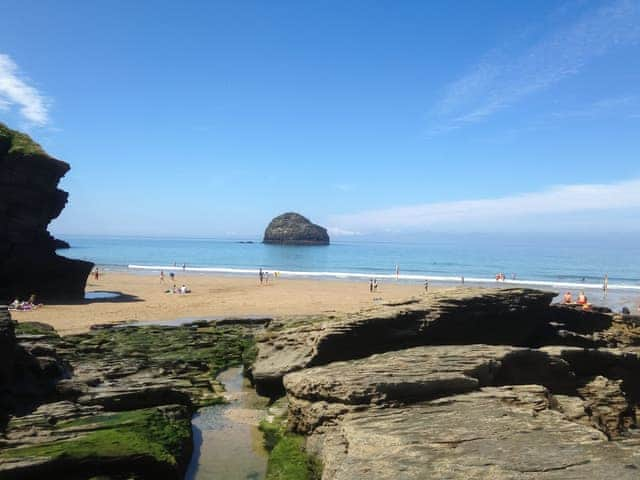 Beautiful Trebarwith Strand. A great place for surfing and exploring | Downhouse - Downhouse Cottages, Trebarwith, near Delabole