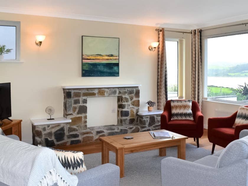 Living room | Ffin Yr Afon - Gwbert Holiday Cottages, Gwbert, near Cardigan