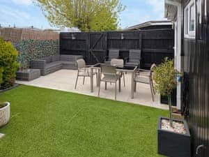 Patio | Seascape Lodge, Chapel St. Leonards, near Skegness