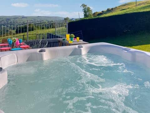 Hot tub with great countryside views | Bryn Boda, Nantglyn, near Denbigh