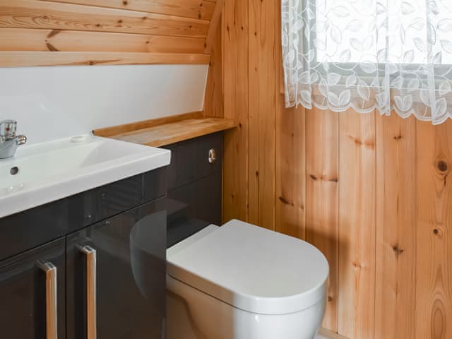 Shower room with heated towel rail | Manx View - Moorside Glamping Pods, Corney, near Millom