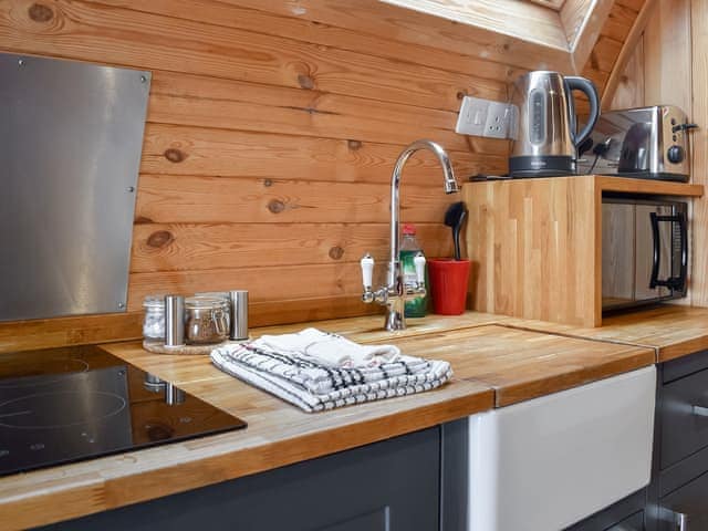 Intimate dining area and kitchen | Selker View - Moorside Glamping Pods, Corney, near Millom