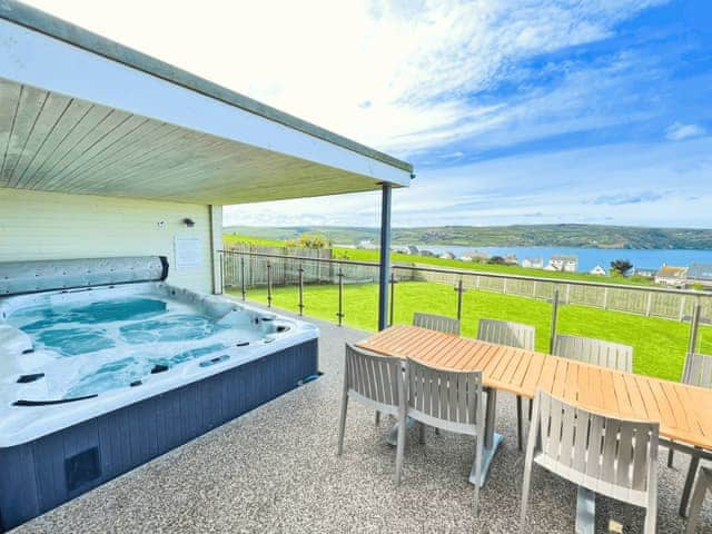 Hot tub | Meusydd - Gwbert Holiday Cottages, Gwbert, near Cardigan