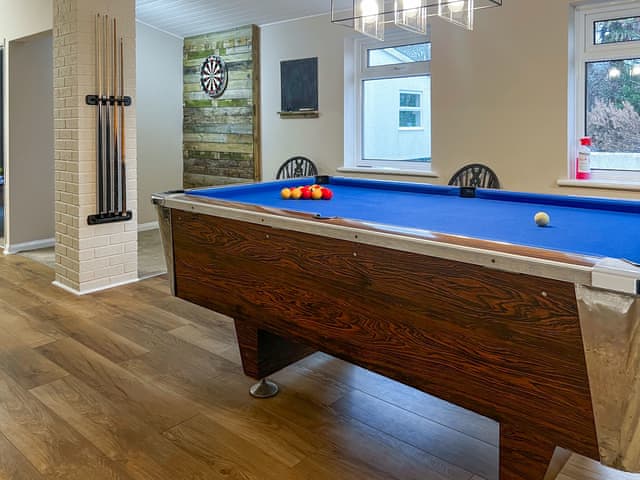 Games room including pool table, ping pong, darts, table football, board games. | Jasmine Apartment - Moorhead Country Holidays, Woolfardisworthy, Clovelly