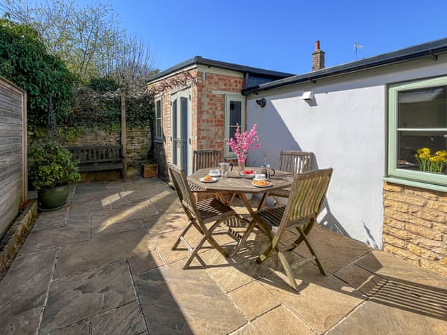 Patio | Swift Nest Cottage, Easton On The Hill, near Stamford