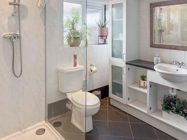 Downstairs bathroom with large walk in shower | Lilac Villa, Skegness