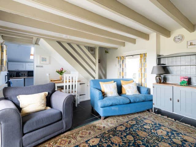 Charming living/ dining room with cosy wood burner | High View - Sandy Barn Cottages, St Breward, Bodmin Moor