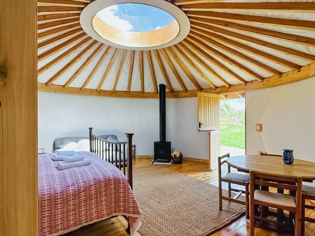 Open plan living space | Mistle Roundhouse - Walnut Farm, Beaminster