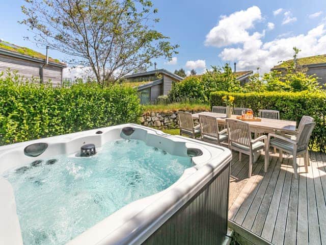 Hot tub | Lodge 67 Una - St Ives Resort, Carbis Bay, near St Ives