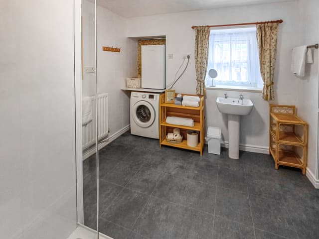 Downstairs shower room with washing machine and freezer | Low Houses Farmhouse, Newbiggin, near Barnard Castle