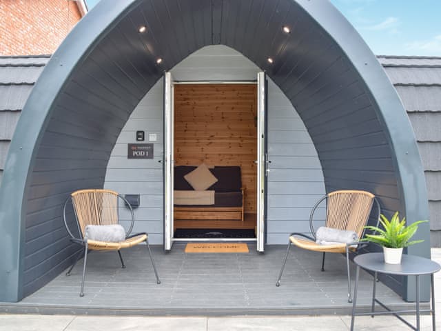 Sitting-out-area | Glamping Pod 1 - Oakwood Farm, Chester