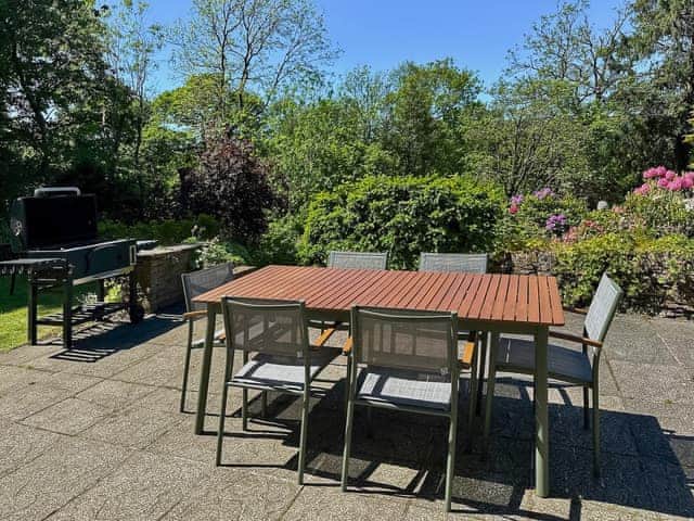 Paved patio area with outdoor furniture | Tower View, Beech Hill, near Bowness-on-Windermere