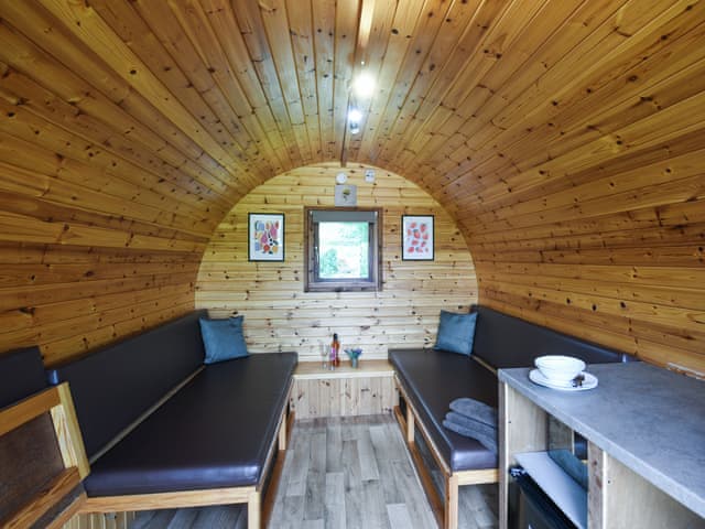 Open plan living space | Oak - Glamping Pod - Castle Farm Holidays Shropshire, Oswestry