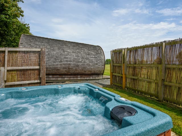 Hot tub | Willow - Glamping Pod - Castle Farm Holidays Shropshire, Oswestry