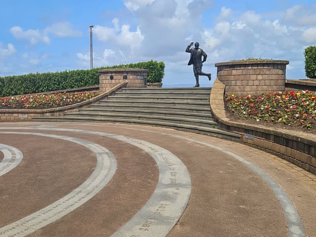 Eric Morecambe statue on promenade | Ocean Breeze, Heysham near Morecambe