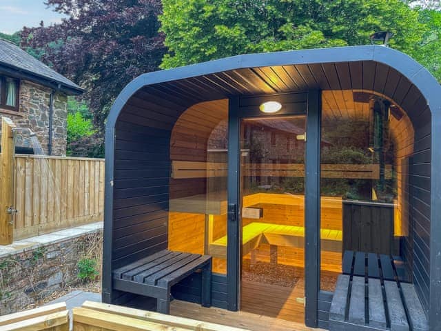 Wood fire sauna available to use, please enquire with the owner. | Orchard Barn - Duvale Cottages, Bampton, near Tiverton