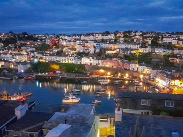Lovely evening views across the harbour from the balcony | Upper Deck - Linden Court, Brixham