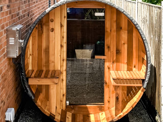 New Sauna, after a hard day relax in the barrel cedar sauna, add some essential oils | Lower Peastocking, Meriden, near Coventry