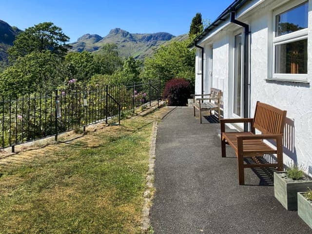 Views to the Langdale Pikes from front of the cottage | Langdale Cottage, Chapel Stile, near Ambleside