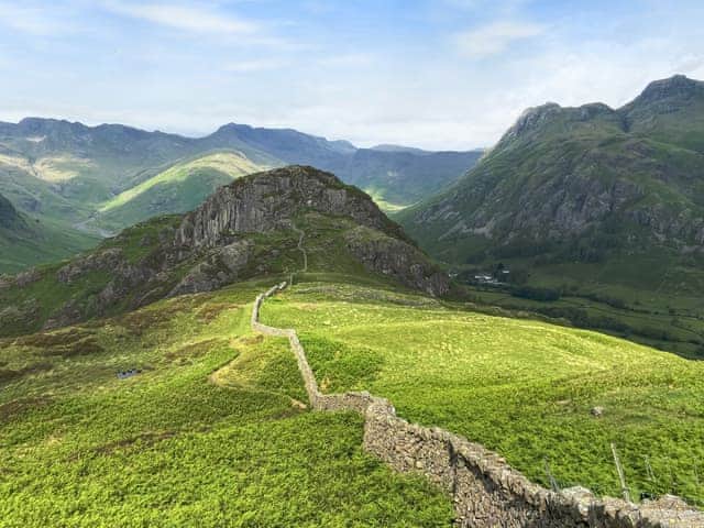 Langdale Valley Scenery. Side Pike from Lingmoor Fell | Langdale Cottage, Chapel Stile, near Ambleside