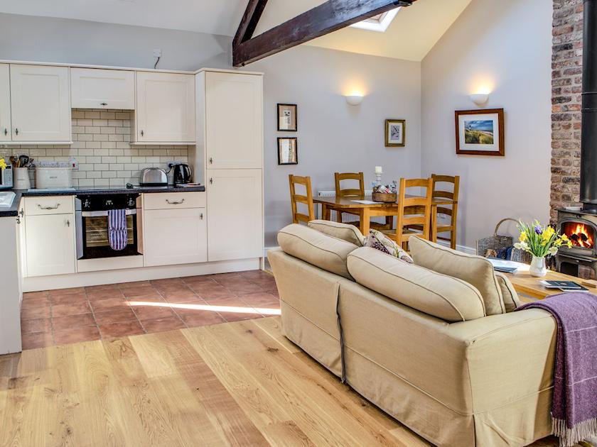 Spacious open planned, beamed farmhouse-style kitchen/dining room | Troutbeck Cottage - Scalby Lodge, Scalby, Scarborough