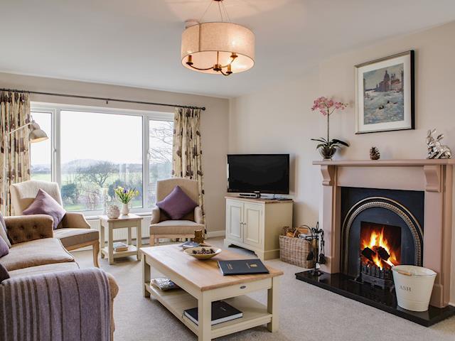 Large stylish living room with open fireplace | Scalby Lodge Farm - Lodge Farmhouse - Scalby Lodge, Scalby, Scarborough