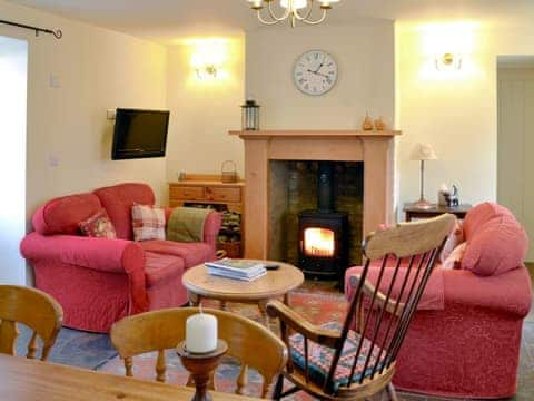 Warm and cosy open plan living space | The Steading at Nabny, Dundrennan, near Kirkcudbright