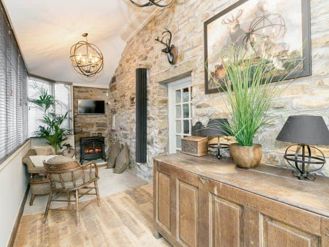 Useful sunroom with wood burner | Narrowgates Cottage, Barley, near Barrowford