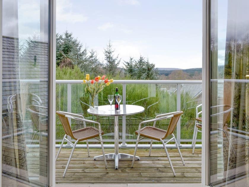 Balcony with outdoor furniture and great views | No 32 - Queens Court, Inchmarlo, near Banchory