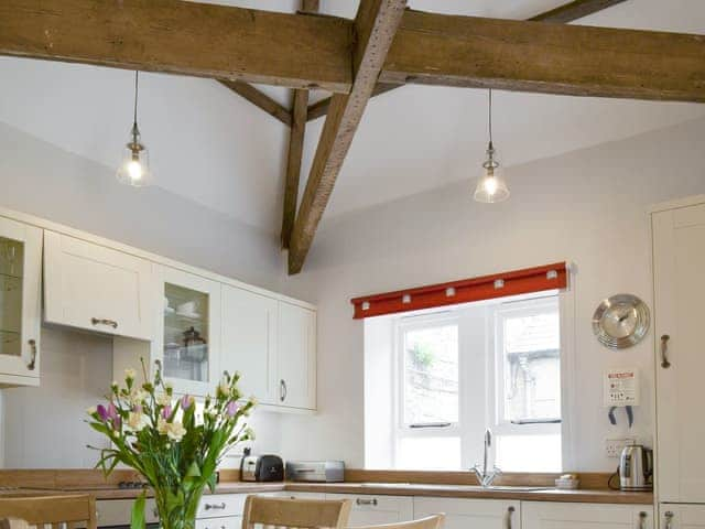 Traditional exposed wood beams in kitchen | The Coach House - The Grange, Whittingham near Alnwick