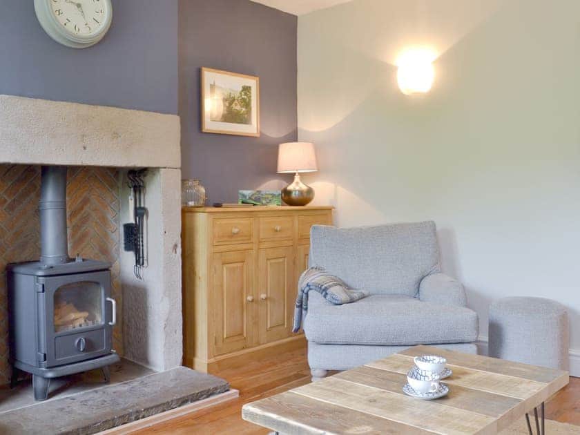 Charming living room with wood burner | Pear Tree Cottage, Wirksworth, near Matlock
